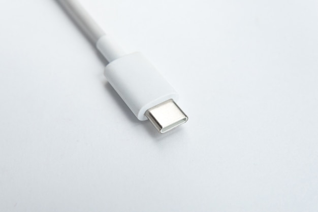 USB cable type C over white isolated background