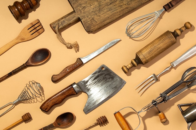 Utensils composition arrangement top view