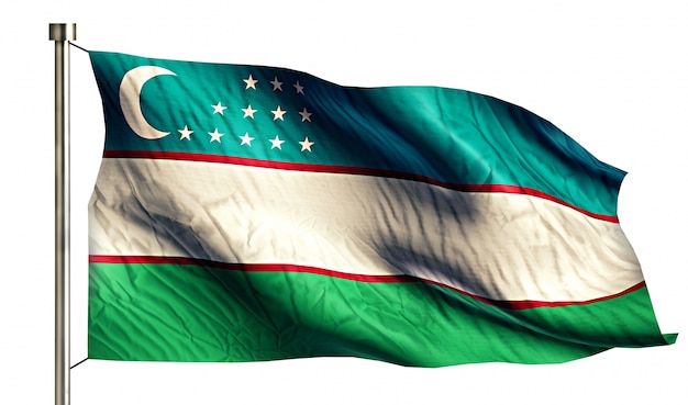 Free photo uzbekistan national flag isolated 3d white background