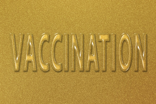 Free photo vaccination, preventive medicine, vaccination text for covid 19 coronavirus immunization, gold background