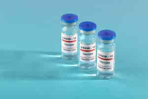 Free photo vaccine vials for covid19 high angle