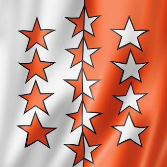 Кантон вале - государство - флаг швейцарии, размахивая коллекцией знамен. 3d иллюстрации
