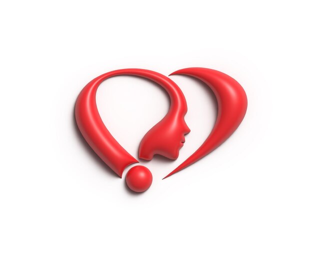 Valentine Day Heart 3D illustration Design.