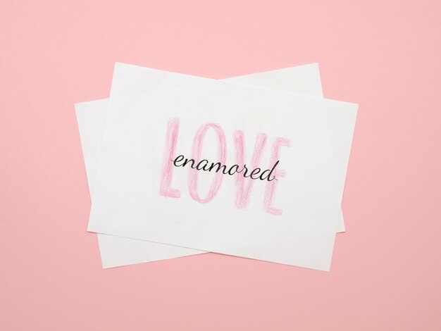 Valentine love papers top view