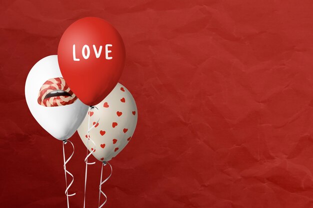 Valentine&amp;rsquo;s celebration balloons red background