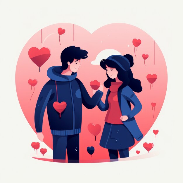 ロマンチックなカップルのバレンタインデーデジタルアート