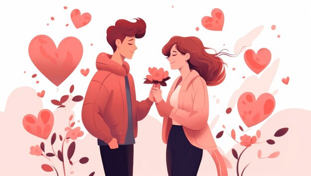 Valentine's day digital art with romantic couple