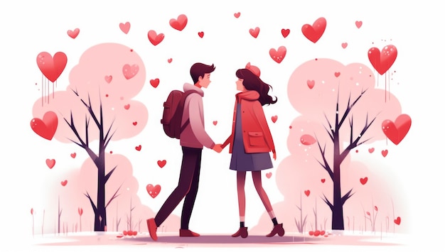 Valentine's day digital art with romantic couple