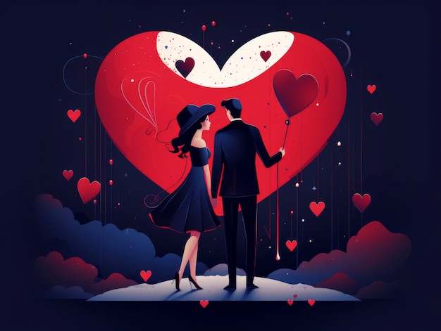 Valentine's day digital art with romantic couple
