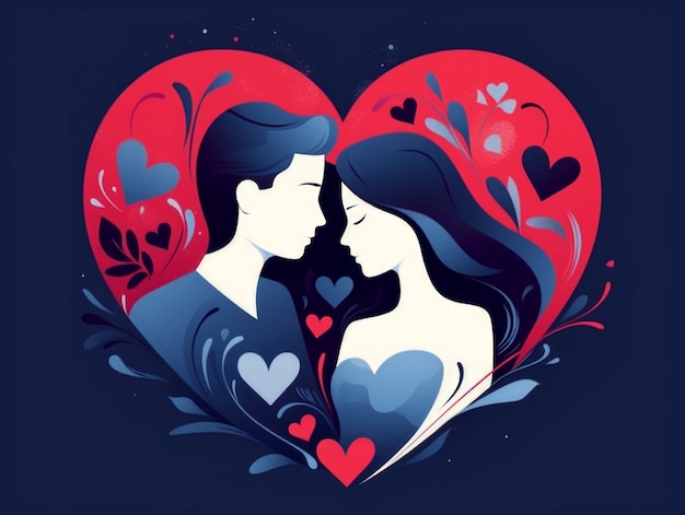 Free photo valentine's day digital art with romantic couple