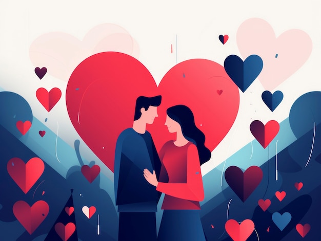 Free photo valentine's day digital art with romantic couple