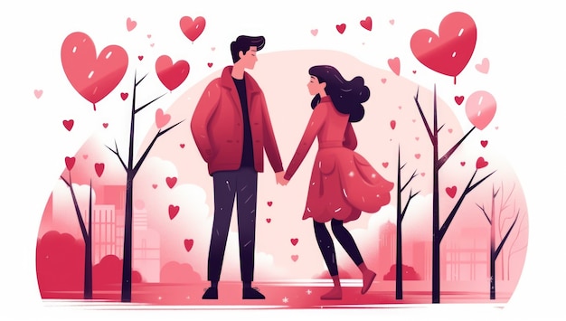 Free photo valentine's day digital art with romantic couple