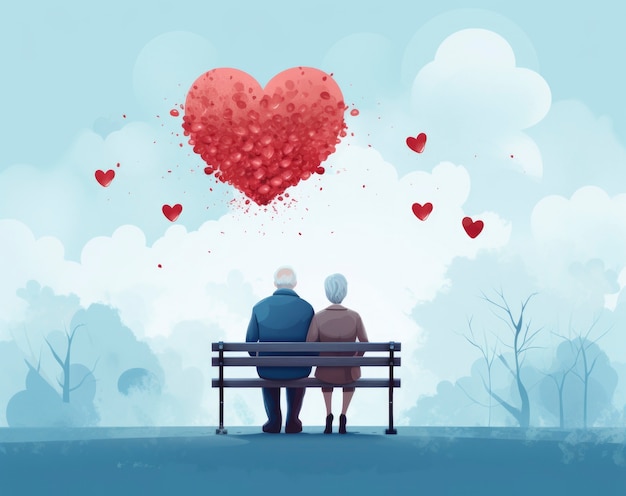 Valentine's day digital art with romantic couple