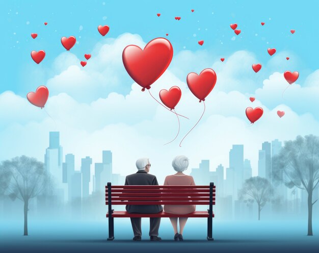valentine's day digital art with romantic couple