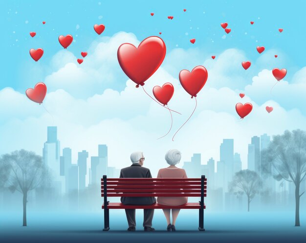 Valentine's day digital art with romantic couple