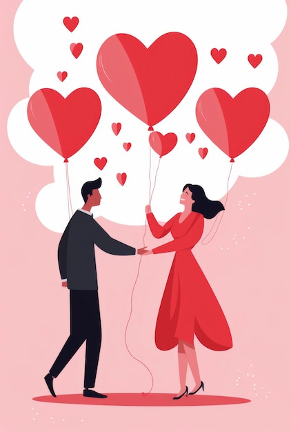 로맨틱 한 부부 와 함께 발렌타인 데이 디지털 아트