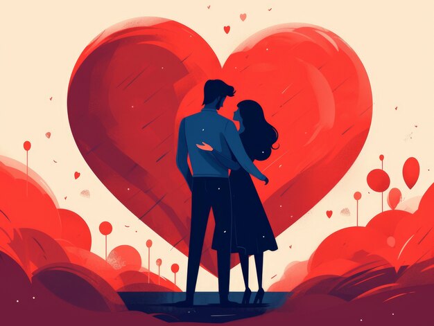 Valentine's day digital art with romantic couple