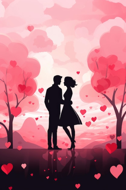 로맨틱 한 부부 와 함께 발렌타인 데이 디지털 아트