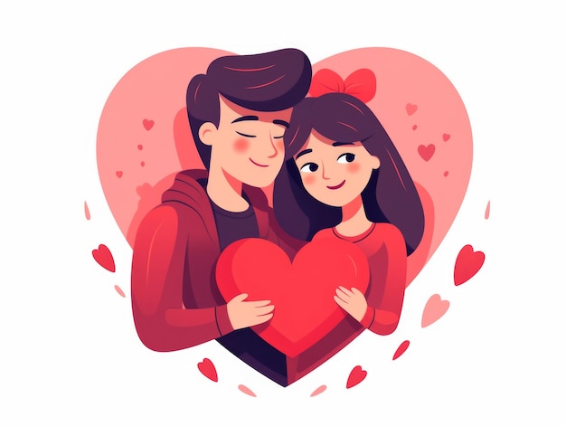 Valentine's day digital art with romantic couple