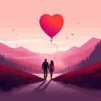 Free photo valentine's day digital art with romantic couple