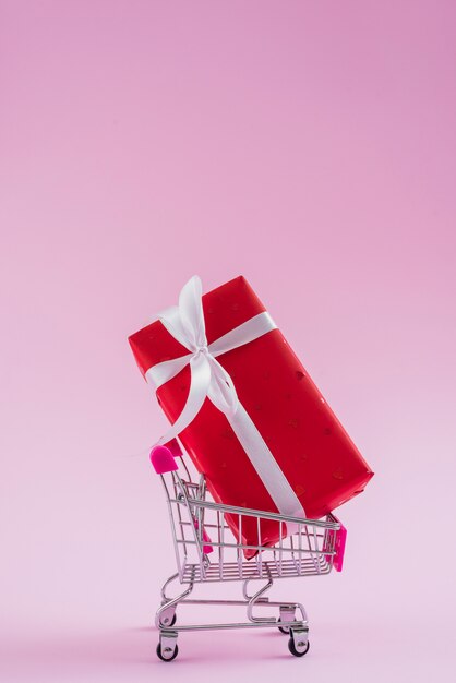 Valentine's Day gift in small shopping trolley