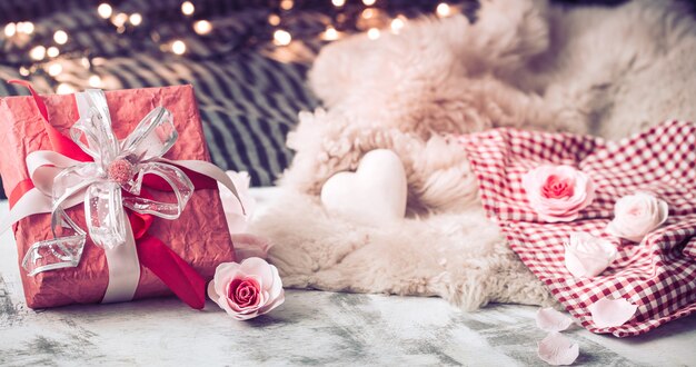 Valentine's Day gift on a wooden table