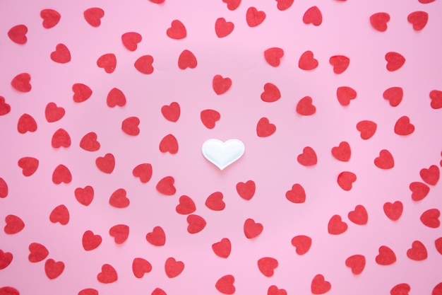 Valentine39s Day background with many small hearts flat lay