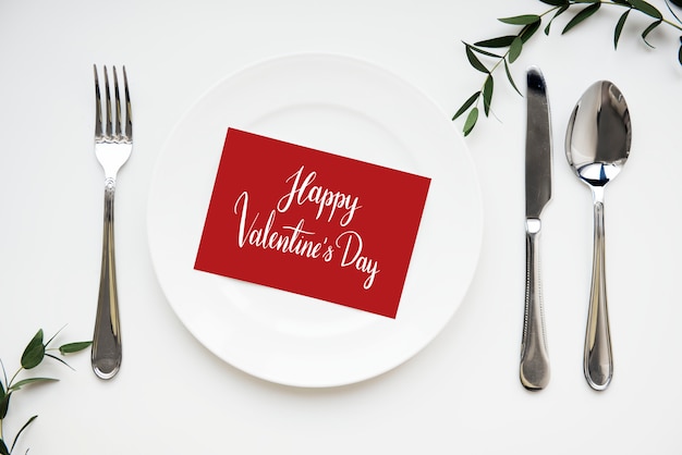 Free photo valentines card served on a dish