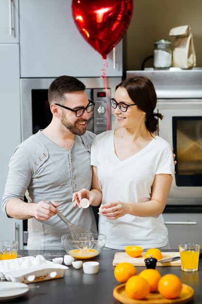 Valentines couple cooking