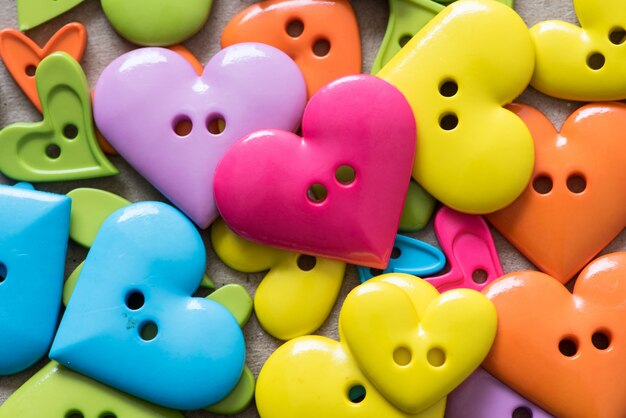 Valentines Day background with colourful hearts buttons hearts