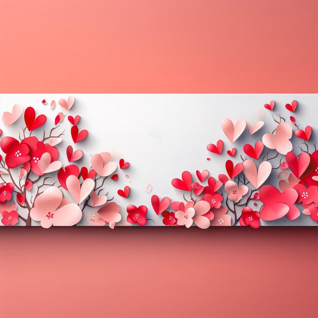 Дизайн баннера на День святого Валентина с бумажными сердцами