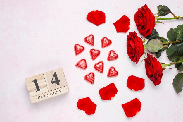 バラとバレンタインの日カード