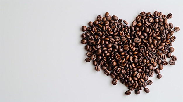 Free photo valentines day postcard with heart from coffee beans on white background