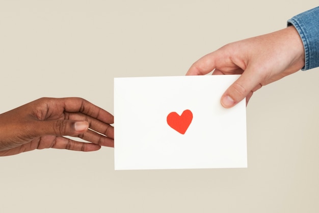 Valentines&amp;rsquo; love letter with diverse hands