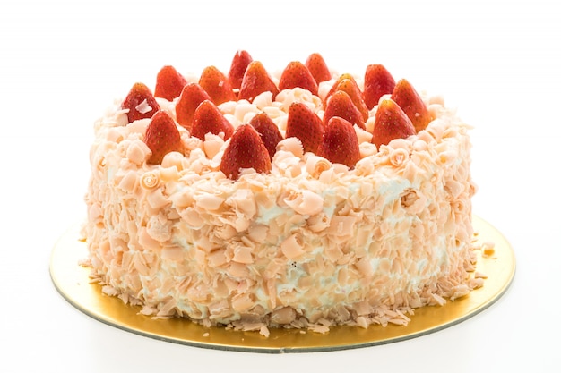 Free photo vanilla cake dessert with strawberry on top