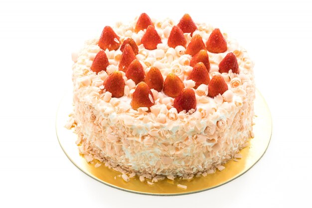 Vanilla cake dessert with strawberry on top