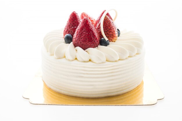 위에 딸기와 바닐라 크림 케이크