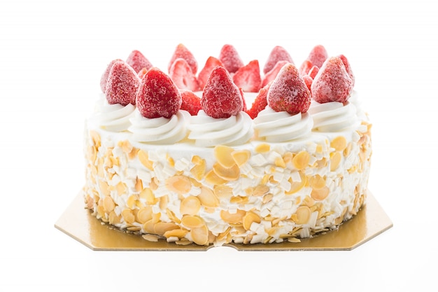 Free photo vanilla ice cream cake with strawberry on top