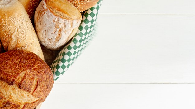 Variety of delicious baked bread