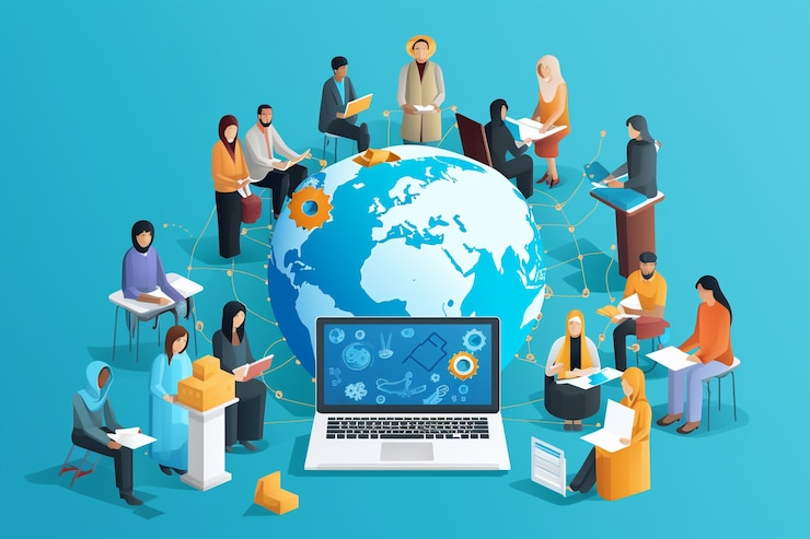 Free Photo variety of people multitasking in a 3d cartoon scene