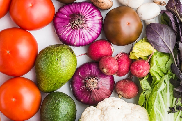 Variety of ripe vegetable