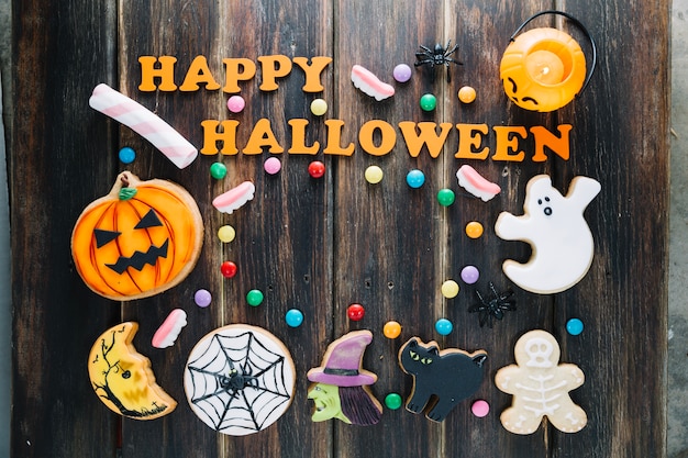 Free photo variety of sweets for halloween party