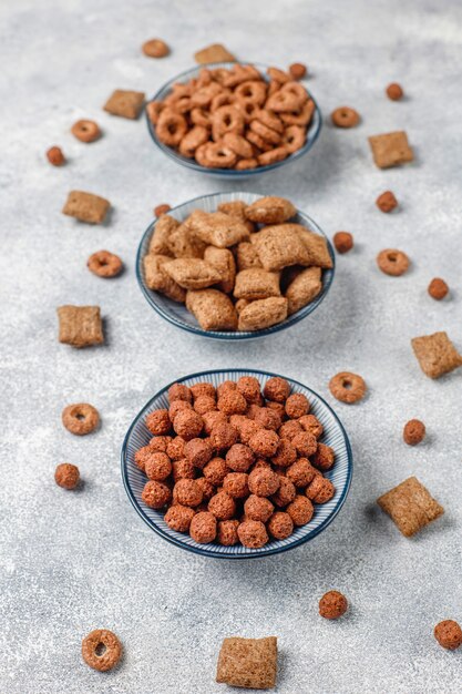 various breakfast cereals,top view