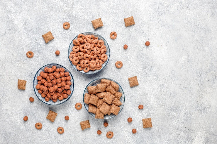 Free Photo various breakfast cereals,top view