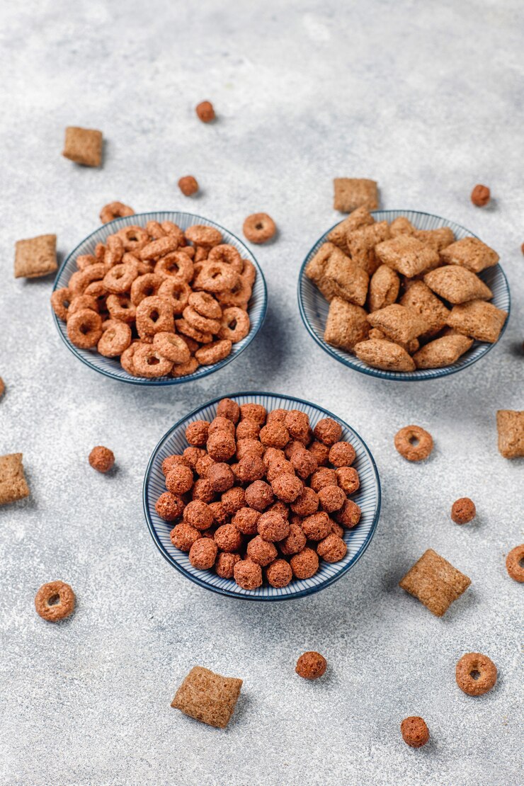 Free Photo various breakfast cereals,top view