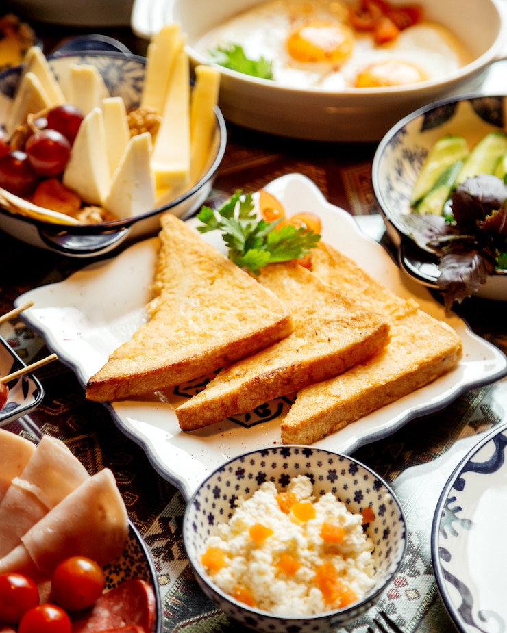 無料Photo クラッカーと様々な朝食用食品
