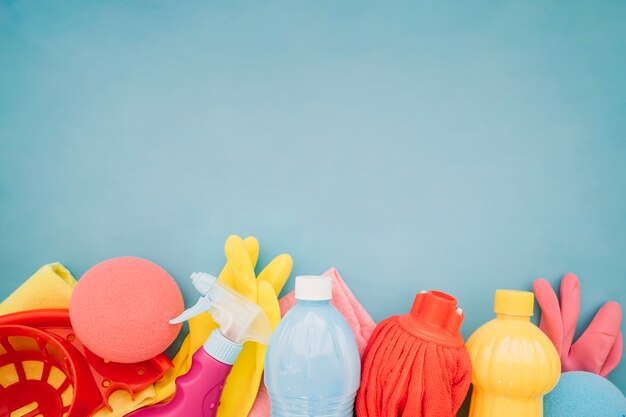 Various cleaning objects with space on top