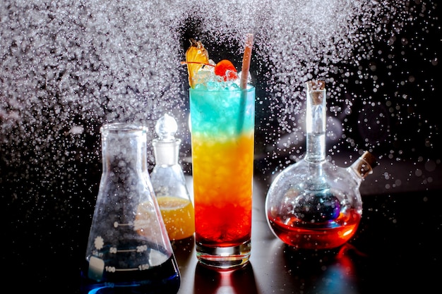 Various color cocktail on the table