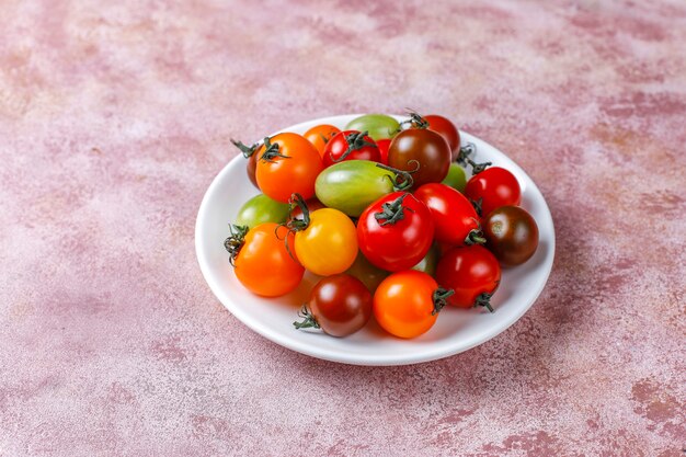 Various colorful cherry tomatoes.