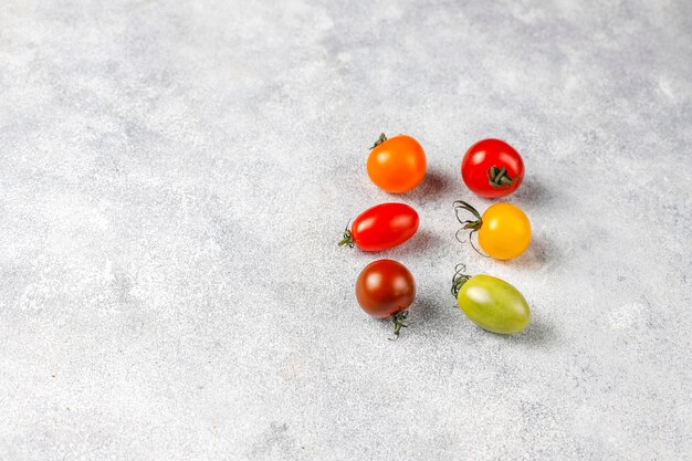 Various colorful cherry tomatoes.